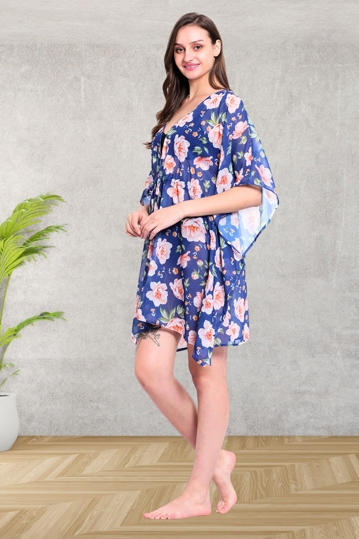 Blue Floral Forest Mini Beach Cover Up - SAFEERA