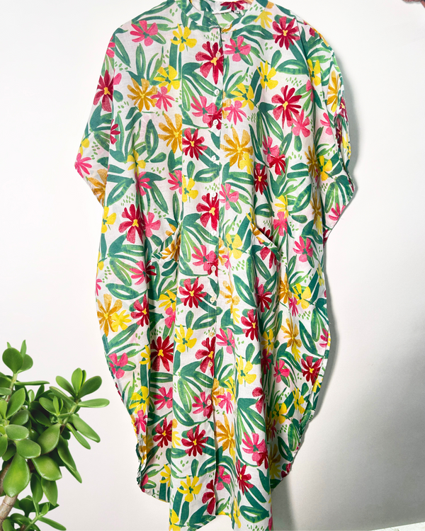 Colorful Dream Linen Kaftan Shirt Dress