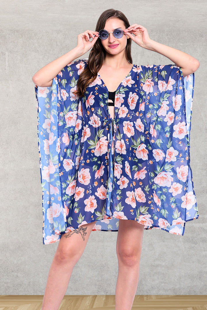 Blue Floral Forest Mini Beach Cover Up - SAFEERA