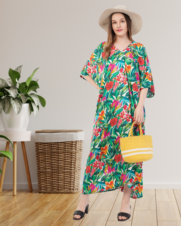 Flowers in Bloom Cotton Maxi Dress With Belt