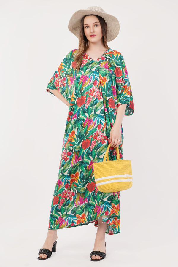 Flowers in Bloom Cotton Maxi Dress With Belt