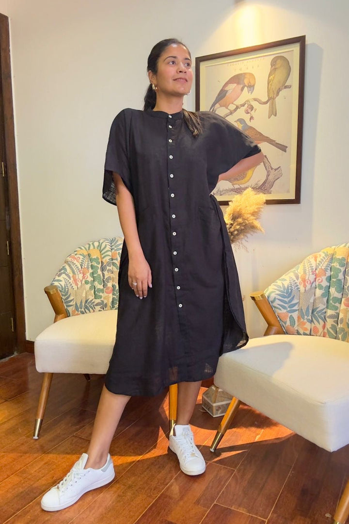 Black Beauty Oversized Kaftan Shirt Dress - SAFEERA